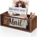 Mail Organizer,Mail Holder with 2 Slots, Wood Mail Basket Mail Sorter for Wall Table Countertop, Bill Envelope Letter Holder for Home Office