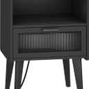 Nightstand with Charging Station, Bedside Tables, End Table Side Table with 2 Tiers Storage Space, for Bedroom, Living Room, Black CAMLBZ07BE