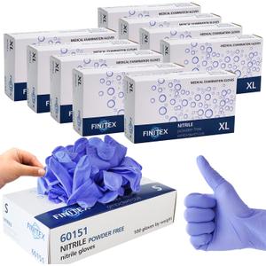 FINITEX Ice Blue Nitrile Exam Gloves - Powder-free, 1000 PCS Medical & Home Cleaning Gloves (Small (Pack of 1000))