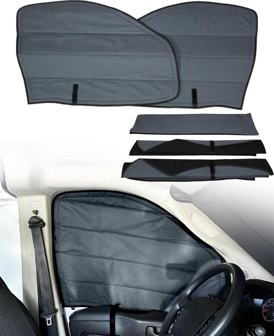 Insulated Blackout Van Window Covers Fit for RAM Promaster 1500 2500 3500 2014-2025, Magnetic Van Front Door Side Window Shades (Pair) - Gray