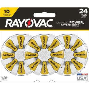 Rayovac Size 10 Hearing Aid Batteries (24 Pack), Size 10 Batteries (Yellow Tab)