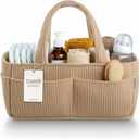 PUTSKA Baby Diaper Caddy Organizer for Changing Table  Stylish Nursery Storage Basket, Newborn Essentials, Baby Shower Gifts and Registry Must-Haves for Boy or Girl, Car Diaper Caddy, Corduroy Mocha