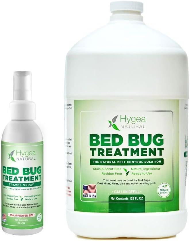 Natural Lice, Mite and Bed Bug Travel Spray by Hygea Natural 3 oz TSA Approved size and Gallon Refill  Child & Pet Safe  Immediate results  Stain & Odor Free -For Hotels, Suitcase- Travel must have