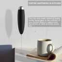 Electric Milk Frother Handheld, Frother Wand for Coffee, Battery Operated (Not included) Drink Mixer Matcha Whisk, Foam Maker for, Frappe Hot Chocolate, Cappuccino, Lattes (Black)