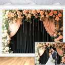 Flower Wall Backdrop 7x5 ft Black Backdrop for Photoshoot Floral Back Drop for Wedding Bridal Shower Flower Backdrops for Photoshoot Spring Backdrops for Photography Floral Wall