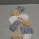 Boho Yarn Tassel Garland Banner with Wood Beads Blue and White Wall Hanging for Baby Shower Kids Bedroom Nursey Decor