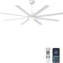Ohniyou 72" Large Ceiling Fan with Lights - Indoor/Outdoor Fan Remote & APP Control, Dimmable, DC Motor, Metal Ceiling Fan for Patio Living Room, White