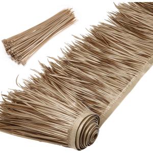 Palm Thatch Roll Palm Thatch Runner Roll Mexican Style Straw Roof Panels Tiki Hut Palapa Straw Roofs Duck Blind Grass for Tiki Bar Hut Garden Patio(5 M/ 16.4 ft,Gray Brown)