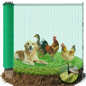 4' x 131' Temporary Fence with Posts, Plastic Temporary Fencing with Fiberglass Posts, Windproof Rope and Ground Stakes, Portable Fence Outdoor for Gardens, Chicken Coops and Outdoor Animal Protection