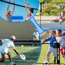 NQV Pickleball Set with Net-10FT Half Court Size Pickleball Net+Wood Pickleball Paddles+Pickle Balls+Ball Retrievers+Pickleball Court Marking Kit, Portable Driveway Outdoor Indoor for Beginners Pros