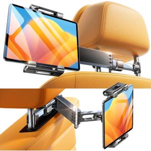 LISEN Extendable Tablet iPad Car Holder Back Seat for Kids, iPad Headrest Mount for Car, Road Trip Must Haves Essentials Tablet iPad Car Mount Accessories Compatible with 2024 iPad Pro Fire