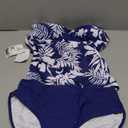 B2prity Women's Ruched Tankini Swimsuits V Neck Wrap Tie Back Two Pieces Swimwear Tummy Control Bathing Suit (Navy Blue Leaf), Medium