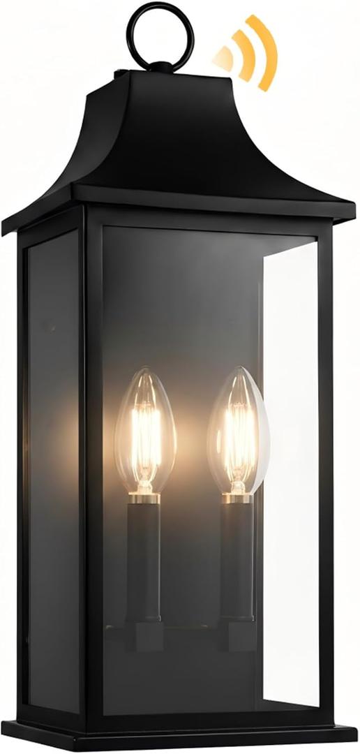 Dusk to Dawn Outdoor Lighting, Black Exterior Lighting Fixtures, 20.6 Outdoor Wall Sconce, IP65 Waterproof, Weather-Resistant, Outside Lights for House, Porch, Garage E12 Bulbs Not Included