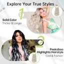 KooKaStyle Invisible Wire Hair Extensions with Transparent Wire Adjustable Size 4 Secure Clips Long Wavy Secret Hairpiece 20 Inch Platinum Blonde for Women