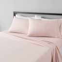 Amazon Basics Breathable Lightweight Wrinkle Resistant Microfiber 4-Piece Bed Sheet Set with 14-Inch Deep Pockets, Luxury Bedding, Queen, Blush Pink