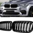 F15 Grill, Front Kidney Grille for 2014-2018 X5 Series F15 2015-2019 X6 Series F16 X5M F85 X6M F86 (Double Slats Gloss Black Grills, 2pcs)