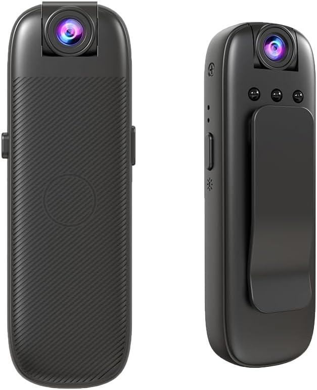 Mini Body Camera 1080P, Wearable Pocket Camera with Clip, 180° Rotatable Lens,Night Vision and Audio Recording for Security Guard, Law Enforcement, Work Records, Travel Evidence