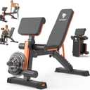Adjustable Weight Bench - 1000LBS Capacity Heavy Duty Foldable Workout Bench for Full Body Exercise, Flat/Incline/Decline, Bench Press for Home Gym with Preacher Pad & Leg Extension (Orange Black)
