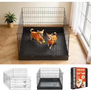 VEVOR Dog Playpen, 24 Inch 4-Panel Metal Puppy Pen with Waterproof Mat