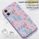 for iPhone 12 Mini Case Fashion Flower Slim Soft Liquid Silicone Rubber Phone Cover for iPhone 12 Mini 5.4 inch-Leaf Purple