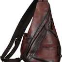Genuine Leather Sling Bag for Men and Women - Vintage Sling Backpack Shoulder Crossbody Chest Bag for Ipad (Lightcoffee)