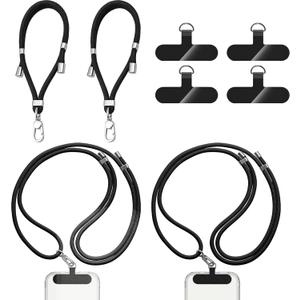 Cell Phone Lanyard 4 Pcs Set Adjustable Neck & Wrist Strap with Pads, Crossbody Phone Lanyard & Phone Strap