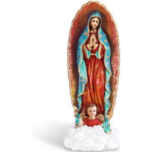 Marsui 12 Inches Virgen De Guadalupe Statues Our Lady of Guadalupe Statues Resin Religious Christian Catholic Gift The Pilgrim Sculptures Figurine Decor for Mother's Day Home Chapel Statues