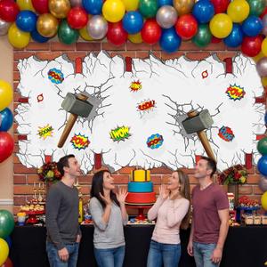 Preboun Hero Party Decorations Welcome Hero Birthday Backdrop Large Polyester Comic Banner Heros Reusable Tablecloth 108x54 Inch for Heros Theme Birthday Comic Moive Party Photo Booth Props