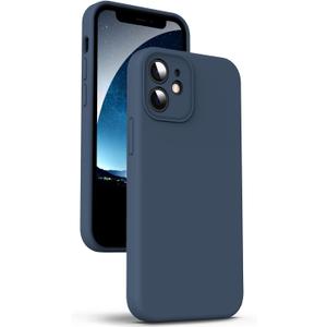 Supdeal Liquid Silicone Case for iPhone 12, [Camera Protection] [Anti Fingerprint] [Wireless Charging] 4 Layer Phone Case Protective Cover, Built-in Microfiber Case Cover, 6.1", Dark Blue