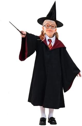 Toddler Boys Girls Halloween Witch Costume Magic Uniform Wizard Costume Robe Cloak Accessories Set for Kids 115