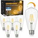 Vintage LED Edison Bulbs, ST58 Dimmable 4W E26 LED Bulb 40W Equivalent, 3000K Soft White Led Light Bulbs, Antique LED Filament Bulbs, CRI 80+, Flicker Free, No Glare, Clear Glass, Pack of 6