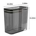 Transparent Can, Bathroom Cans with Lids, 3.5 Gallon Garbage Can for Bedroom, Office, Plastic Slim Waste Basket with Press Top Lid, 15L Clear Bin for Home, Kitchen (Gray) (Black)