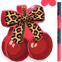 VioraWhite Cherry Leopard Print Piata Set Cherry Cheetah Piata Game with Blindfold Hitting Stick Cheetah Print Red Black Party Theme Decoration for Bachelorette Jungle Animals Women Party Supplies
