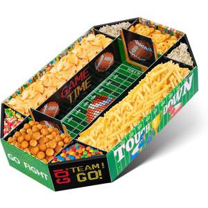 Yotako Football Party Decorations for Game Day Celebration Tailgate Essentials, Football Party Supplies Kit Medium 17X10 Inch Football Snack Stadium Tray, 9 Compartment Food Tray Set