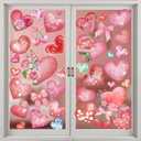 6 Sheets Red Pink Love Heart Window Clings Valentines Window Clings for Glass Windows Waterproof Electrostatic Cling Rose Bow Heart Window Stickers for Anniversary Store Mall Valentines Windows Decor
