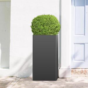 Tall Planters 26 Inch Square Metal Plant Pot with Removable Insert Shelf and Drainage-Modern Tall Black Planters for Indoor & Outdoor-Front Porch,Patio,Garden (14" L X 26" H) (L:13.8in x W:13.8in x H:26in)