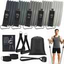 WIKDAY Exercise Resistance Bands with Handles for Working Out Workout Bands Set with Door Anchor for Physical Therapy, Yoga, Pilates (Extra Heavy (40-300lb), Gray)