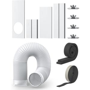 Dreo Adjustable Portable Air Conditioner Window Vent Kit with 5.9 Inch Exhaust Duct, Upgraded Seamless Window Panel Kit for Sliding Windows, Doors