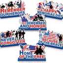 Wenqik 6 Pcs 4th of July Table Decor 250th Anniversary Patriotic Wooden Tabletop Decorations Rustic USA Star Wood Table Centerpiece for Independence Day Home Office Tiered Tray Decor