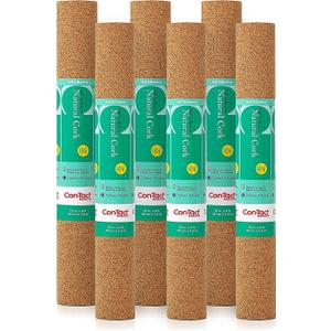 Con-Tact Brand | Self Adhesive Cork Roll 18x4 Feet - Cork Board Roll for Walls Crafts - Thin Cork Sheets with Adhesive Backing - Liner for Cabinets Shelves Drawers Furniture (6 Rolls)
