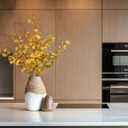 DuHouse 6 Pcs Gold Artificial Eucalyptus Stems,Faux Glitter Eucalyptus Branches for Christmas Wedding Holiday Centerpieces, Vase Filler, DIY Floral Arrangement, Home Decor