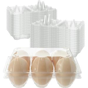 100 PCS 6 Grids Plastic Egg Cartons, Clear, 14.8 x 10.2 x 6.2 cm, Egg Storage, Transportation
