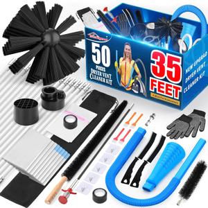 Sealegend 50-Pieces 35-Feet Dryer Vent Cleaner Kit, Dryer Cleaning Tools, Include Omnidirectional Blue Dryer Lint Vacuum Attachment, Dryer Vent Brush, Universal Vacuum & Dryer Adapters