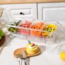 Ice Chilled Condiment Organizer with Detachable Ice Box & Hanging Side Bins  Ice Chilled Taco Bar Serving for Parties, Fruits, Salad  Includes Tongs, Spoons (BPA-Free) (4 Compartments)