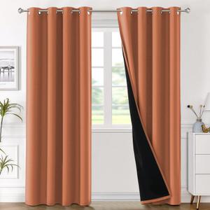 H.VERSAILTEX Full Shading Curtains 96 inches Long 2 Panels Set for Windows, Super Heavy-Duty Black Lined Blackout Curtains for Bedroom, Privacy Assured Window Treatment (52 inches W, Burnt Orange)