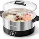 TOPWIT 4.5L Hot Pot Electric, Stainless Steel Electric Pot with Dual Power Setting, 1200W Fast Heating Electric Hot Pot for Cooking Hotpot, Soup, Pasta, Perfect for Family Dinner & Party, Black