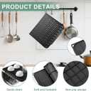 Silicone Kitchen Countertop Dish Drying Mat with Water Collection Tray Non-Slip Pad ( Black)