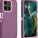 For Motorola Moto G 5G 2025 Case, Defender Case Heavy Duty Shockproof Dustproof 3 in 1 Rugged Protective Phone Cover for Moto G 2025 (Pink/Purple)