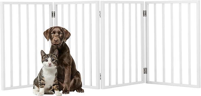 Pet Gate - 4-Panel Indoor Foldable Dog Fence for Stairs, Hallways, or Doorways - 72x24-Inch Wood Freestanding Dog Gates by PETMAKER