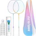 HIRALIY Badminton Rackets Set for Backyards, Badminton Set, Includ 2/4 Rackets, 6/12 Birdies, 1 Carrying Bag, Outdoor Game for Adult Family Beginner